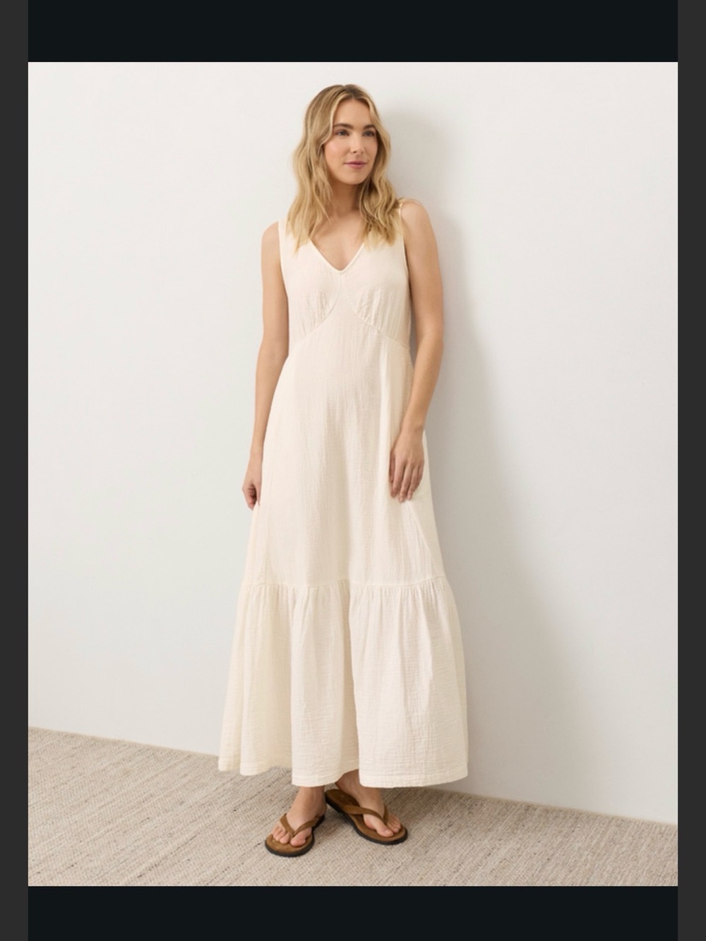 Pact Organic Women’s Cream Coastal Double Gauze Beach Dress